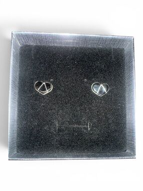 Black Zuni Inlay Heart Post Earrings .25”